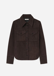 Western Shirt in Suede - Chocolate - CO Collections
